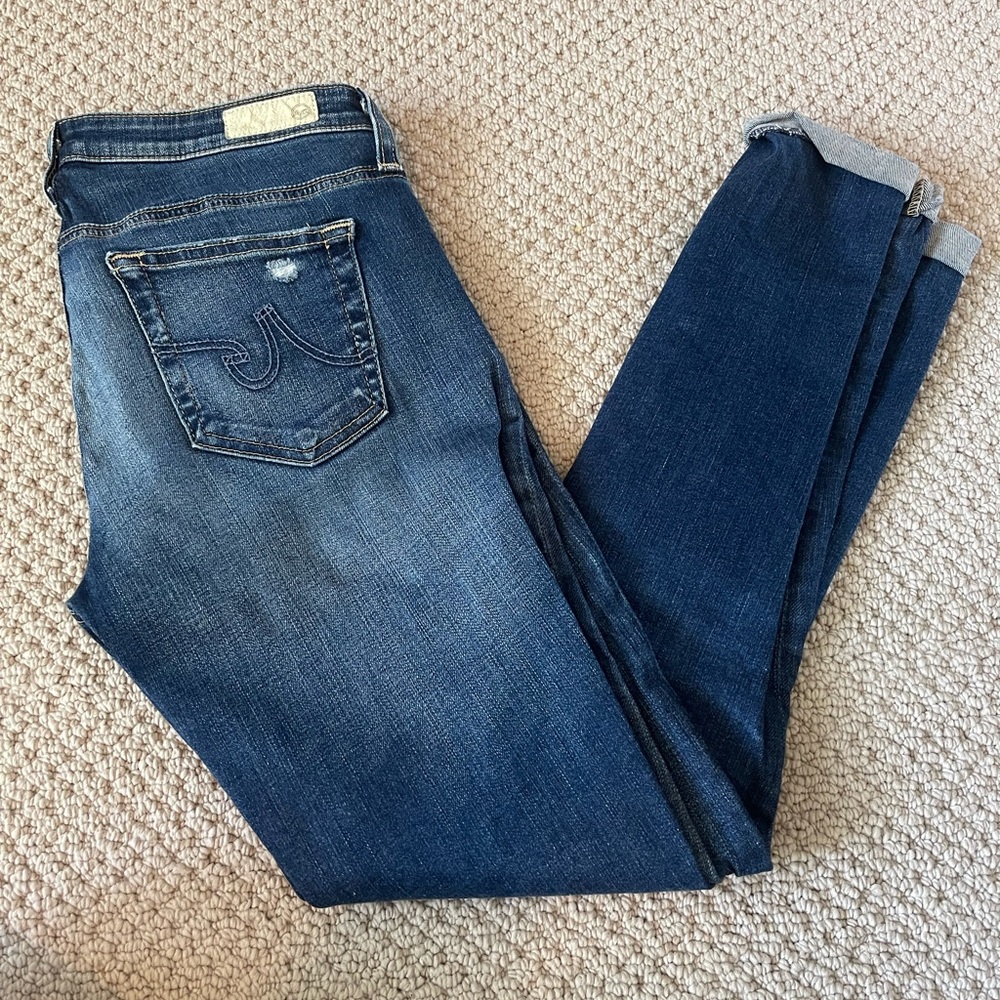 AG size 27 The Stilt Roll-Up Cigarette Roll-Up Dark Blue Denim Jeans